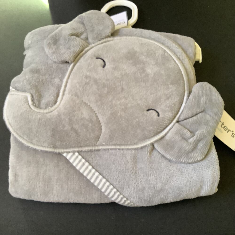 Carter's Elephant Bath Towel - One Size Hooded Towel - NWT - 30"x30"